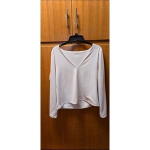 Old Navy V-Neck Top Womens XL White Long Sleeve Jersey Knit Casual Basic